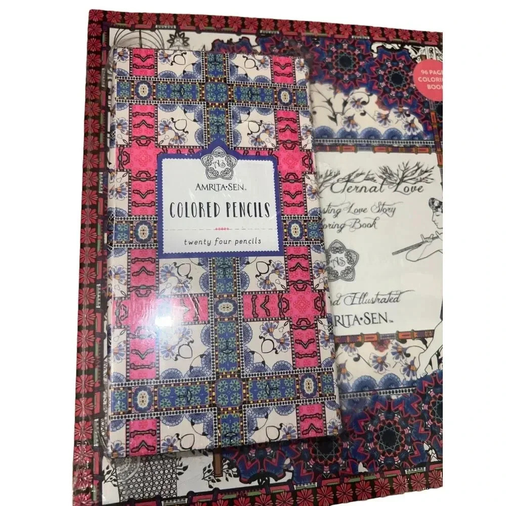 Amrita Sen Galison SET coloring book & pencils CD eternal love pottery barn gift - Picture 2 of 5